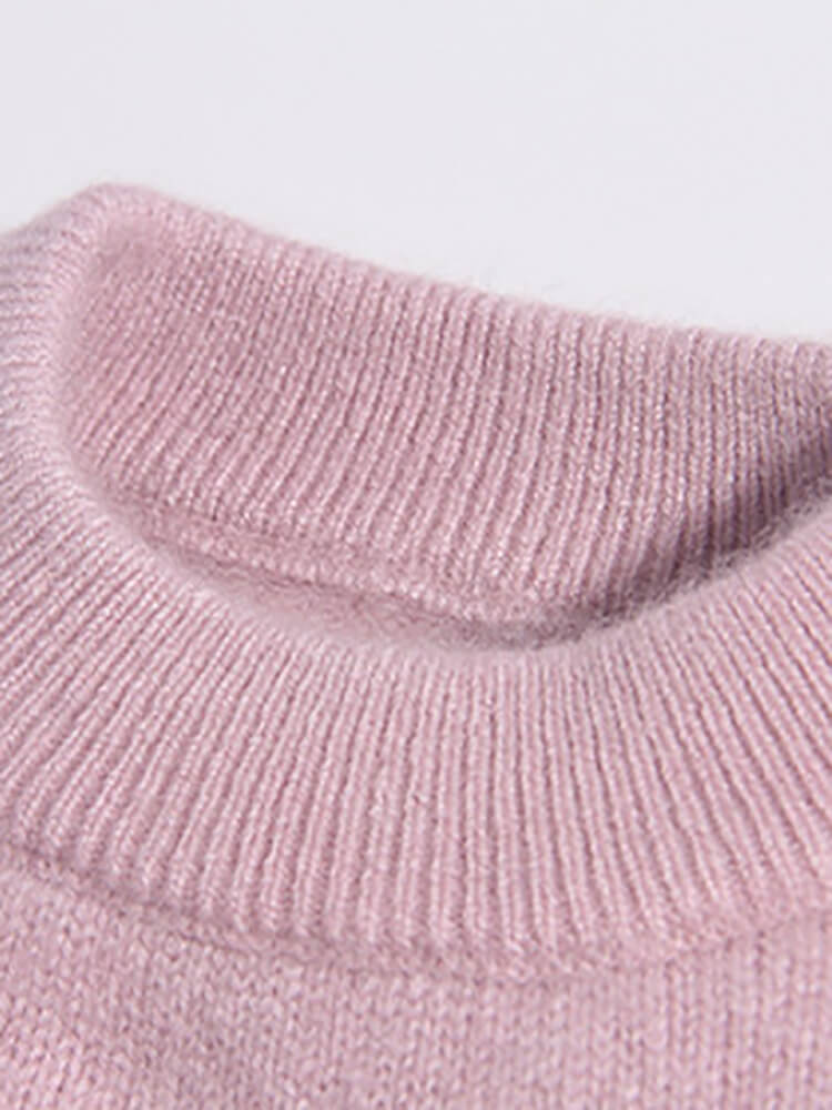 Pink Bunny and Star Pattern Girls Cashmere Crewneck Sweater